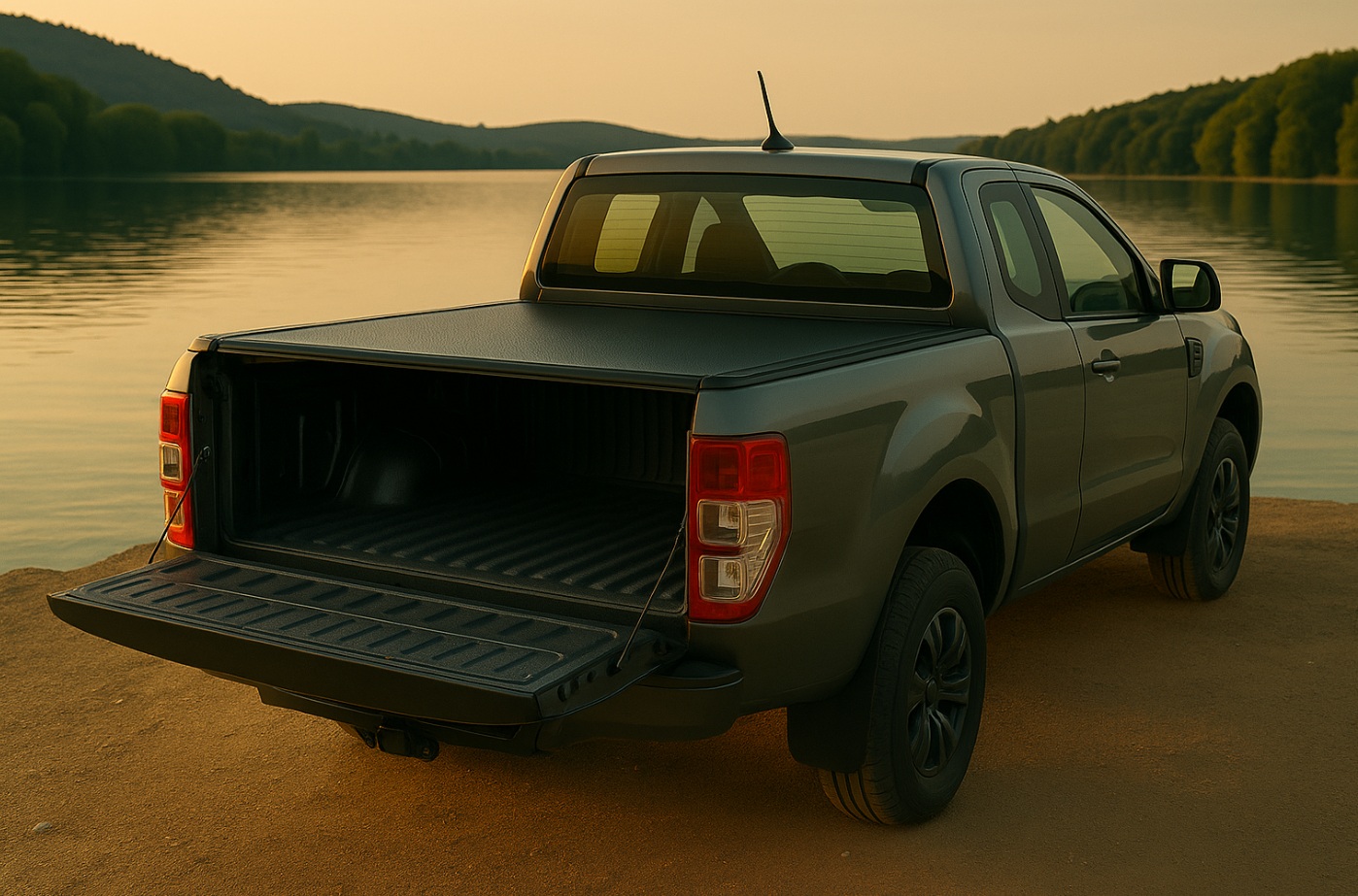 Hard 3-voudige opvouwbare aluminium laadbakafdekking voor Ford Ranger dubbele cabine (2012–2022 / 2023+)