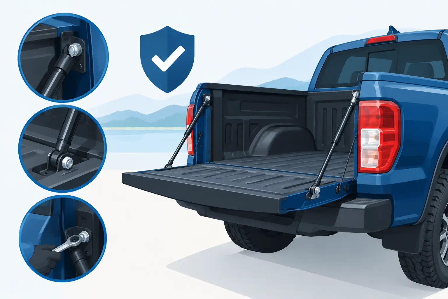 Achterklepdempers Ford Ranger veilig monteren
