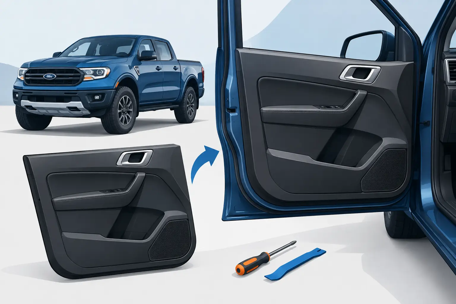 Deurbekleding Ford Ranger vervangen zonder schade